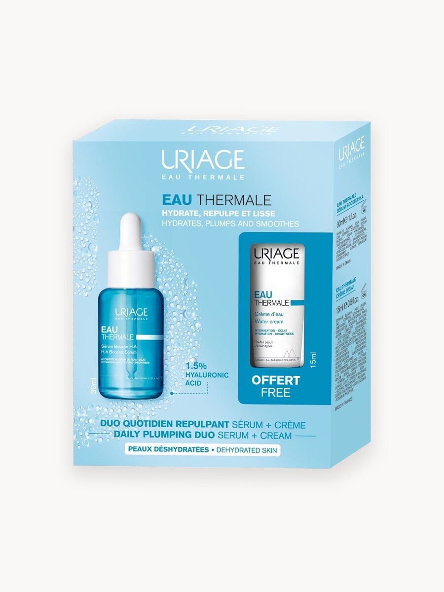 Набор Uriage Eau Thermale, сыворотка и крем, для сухой кожи, 30мл+15мл