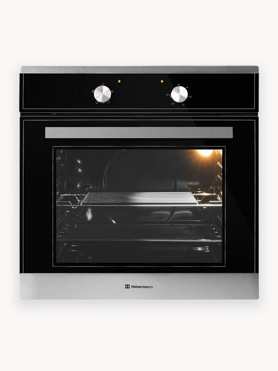 Духовой шкаф электрический встраиваемый Hebermann HBBO 6004.1 X, 4 режима работы, объем духовки 62 л