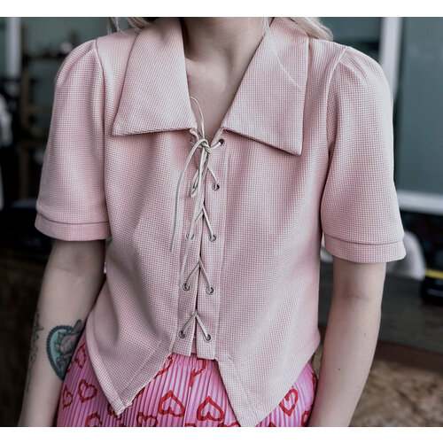 Поло размер M, бежевый, розовый