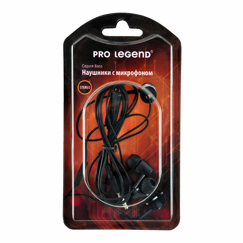 Наушники PROLEGEND проводные с микрофоном черные PL5025 321₽