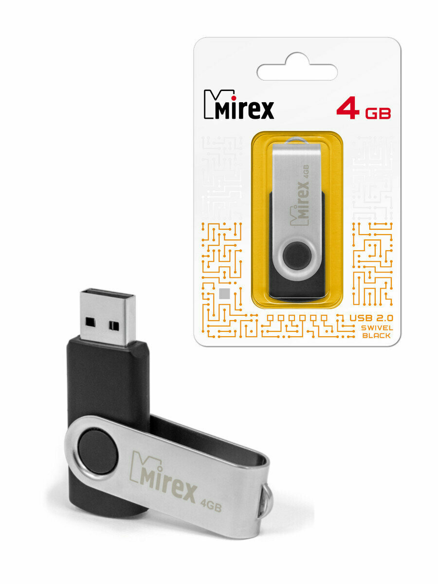 USB Флеш-накопитель MIREX SWIVEL BLACK 4GB