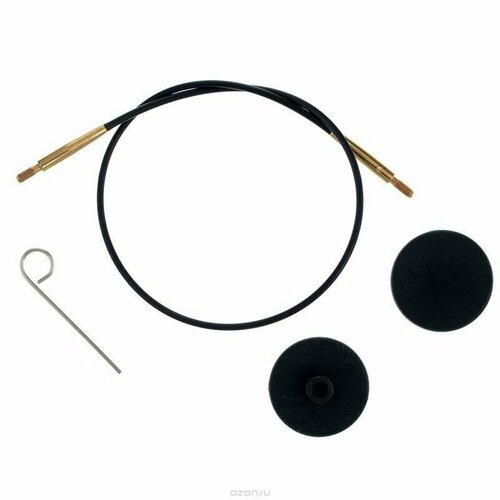 Тросик черный-золото Knit Pro, длина 76 см, (в сборе со спицами 100 см.),(10534)