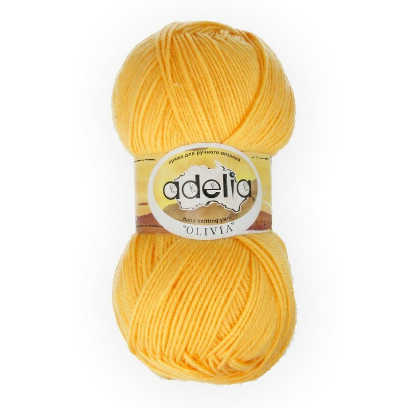 Пряжа ADELIA "OLIVIA" 60% акрил, 40% шерсть 5 шт.х100г 250м №03 жёлтый