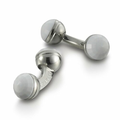 фото Запонки марс белый кварц гантели, серебряный, белый dalvey (scotland)