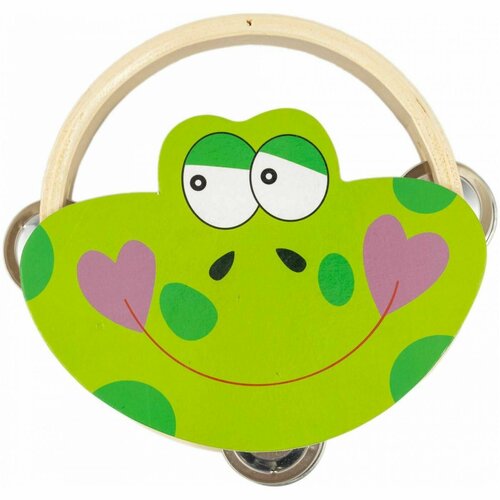 BEE DF603 Frog Тамбурин деревянный без мембраны с 3 парами джинглов