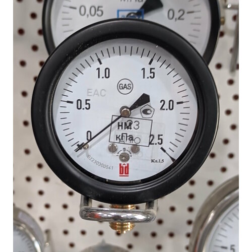 НМ-63-2,5кПа, кл. т.1,5, М12х1,5 манометр газовый, низкого давления. Поверка III кв. 2023г. нм 100 10кпа кл т 1 5 м20х1 5 манометр газовый низкого давления поверка iii кв 2023г по iii кв 2025г