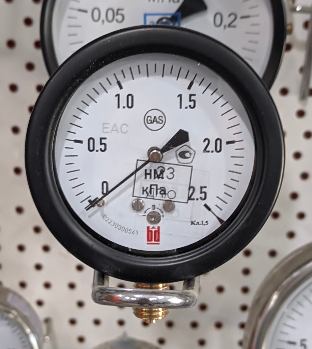 НМ-63-2,5кПа, кл.т.1,5, М12х1,5 манометр газовый, низкого давления. Поверка III кв. 2023г.