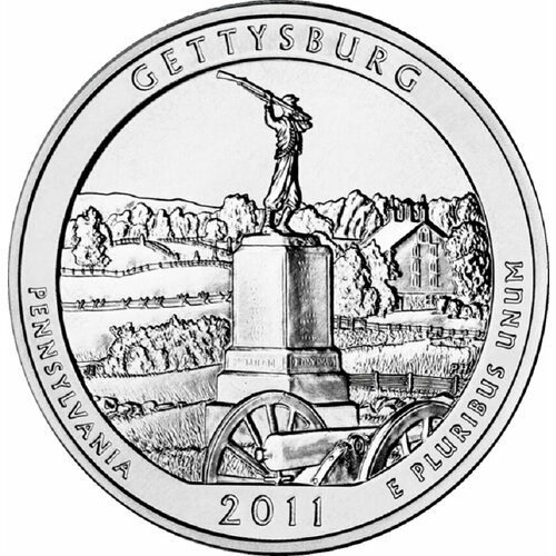 (006d) Монета США 2011 год 25 центов Геттисберг Медь-Никель UNC 2011 монета остров гернси 2011 год 5 фунтов 40 лет новой монетной системе медь никель unc