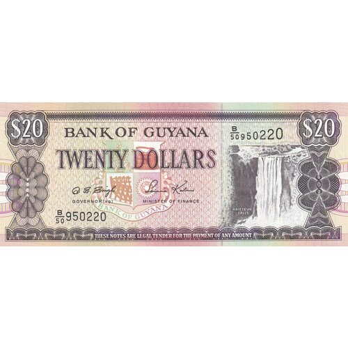 Гайана 20 долларов 1996 г. (№4) гайана 20 долларов 1996 2018 г паромное судно малали unc тип подписи iii