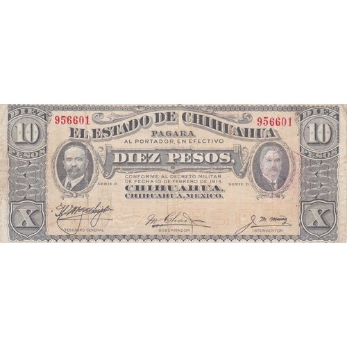 Мексика 10 песо 1914 г. мексика 10 песо 1914 г
