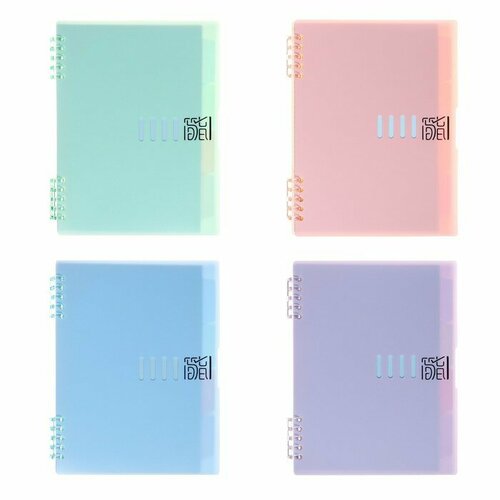 MARU Тетрадь 50 листов клетка пластиковая обложка тонированная с карманами-разделителями микс 603₽