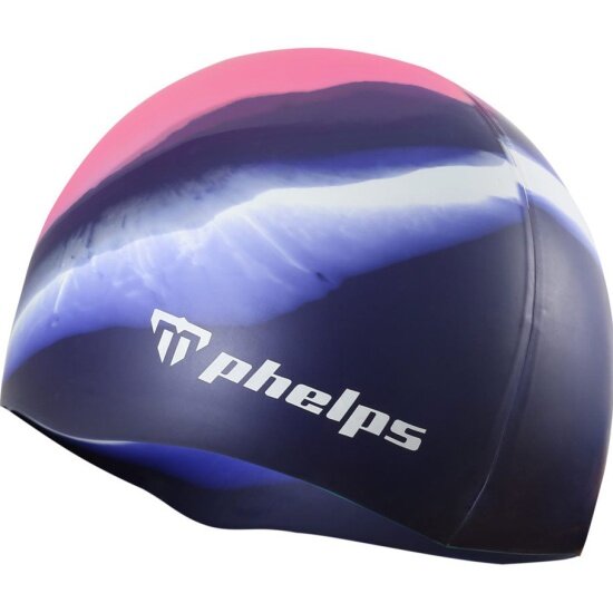 Шапочка для плавания детская Phelps Classic JR для плавания, pink/navy/white