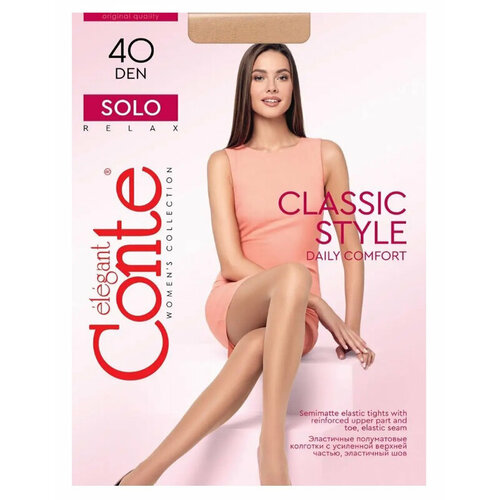 фото Колготки conte elegant solo, 40 den, с шортиками, завышенная талия, размер 7, бежевый