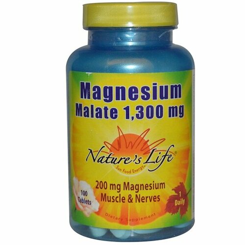 Купить Nature's Life Magnesium Malate (Малат магния) 1300 мг 100 таблеток