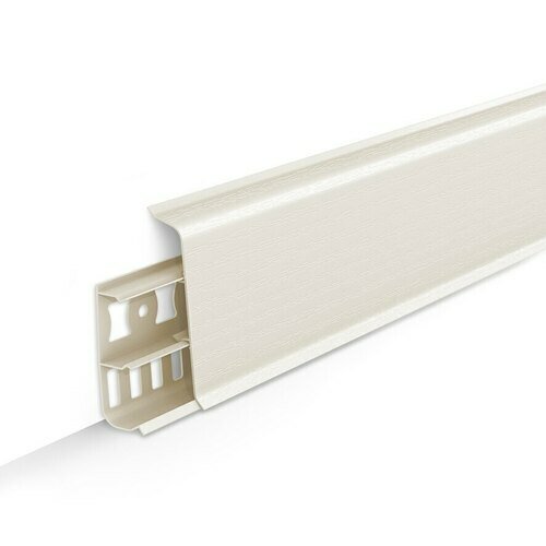 фото Пластиковый плинтус Идеал Деконика 55 мм Кремово-белый 033