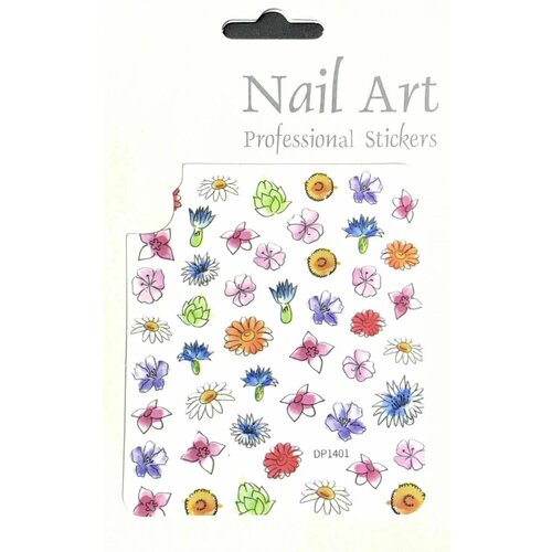 Наклейки для дизайна ногтей Nail Art - цветы, 1 упаковка наклейки для дизайна ногтей эмодзи цветы линии 1 упаковка