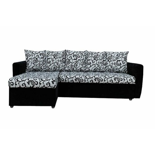 Угловой диван-кровать Мартин, 216х140х80, раскладной, левый, механизм еврокнижка, черный вельвет, рогожка