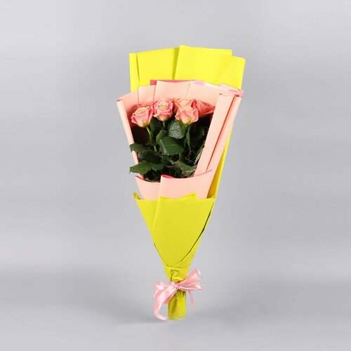 Букет 11 розовых роз 70см в пленке