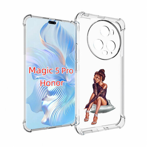 Чехол MyPads Девушка-на-подушке женский для Honor Magic 5 Pro задняя-панель-накладка-бампер