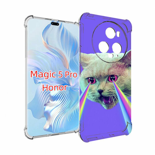 Чехол MyPads кот с радугой в глазах для Honor Magic 5 Pro задняя-панель-накладка-бампер