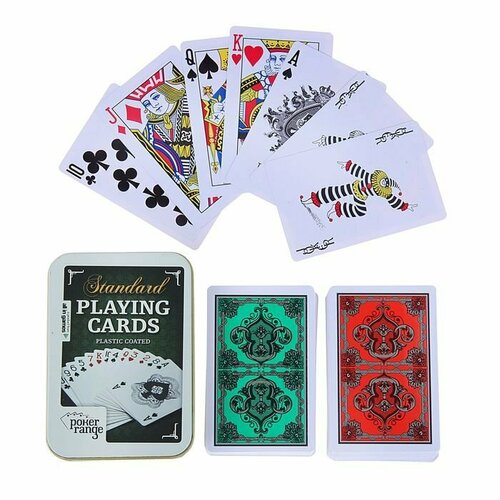 Карты игральные пластиковые Poker range, 54 шт, 28 мкм, 8.8 х 5.8 см, микс (комплект из 4 шт) карты игральные пластик poker range 54 шт 8 8х5 8 см 28 мкр микс 1267618
