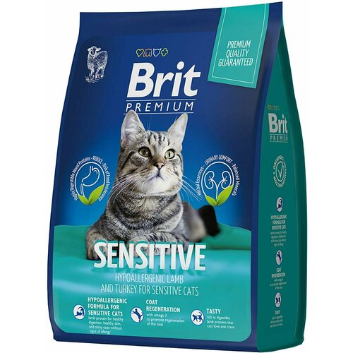 Brit Premium / Корм для кошек Brit Premium Sensitive с ягненком и индейкой для кошек с чувствительным пищеварением 2кг 2 шт сухой сухой корм для кошек с чувствительным пищеварением brit premium cat sensitive ягненок 800 г