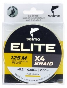 Леска плетёная Salmo Elite х4 BRAID Fluo Yellow 125/008 леска плетёная salmo elite х4 braid dark gray 125 008