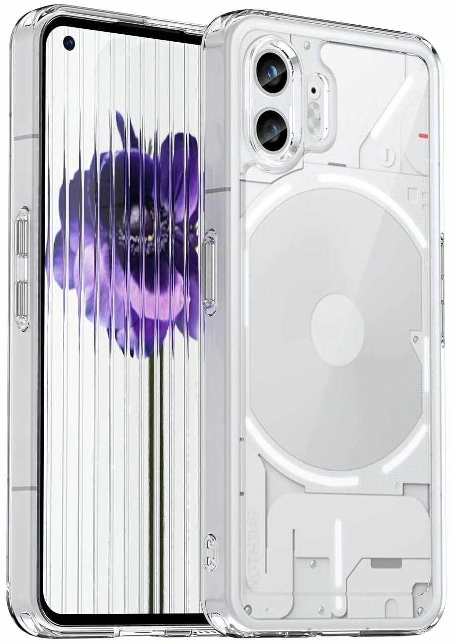 Чехол Nothing Phone 2 пластиковый с силиконовой окантовкой прозрачный