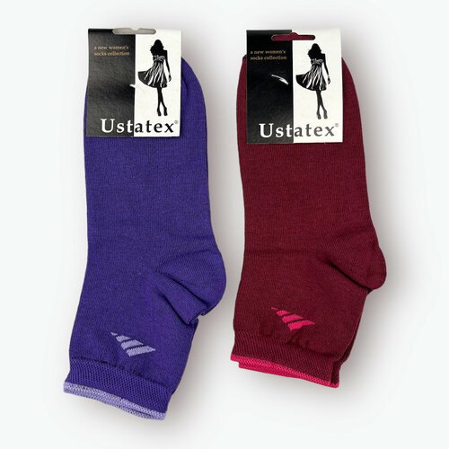 фото Женские носки юстатекс, усиленная пятка, антибактериальные свойства, размер 23-25, бордовый, фиолетовый