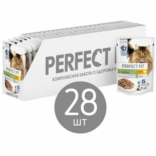 PERFECT FIT консервы для стерилизованных кошек старше 7 лет Курица в соусе 28х75гр