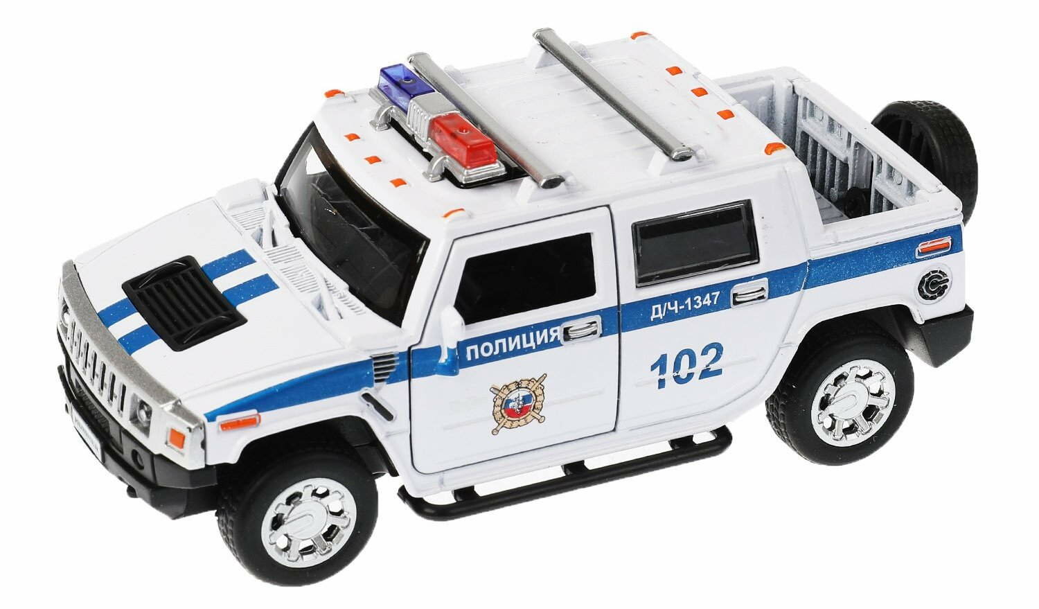 Машина металл HUMMER H2 PICKUP полиция 12 см, двери, багажник, инерционная.