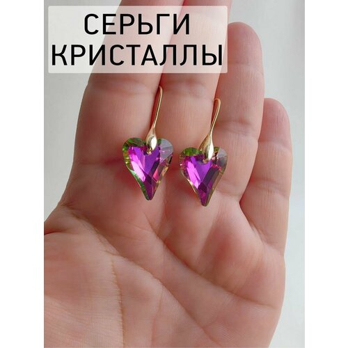 фото Серьги, кристалл, желтый, зеленый нет бренда