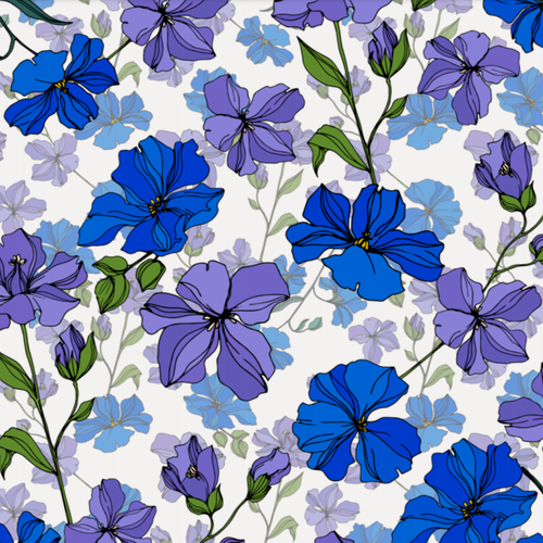 Изображение товара Самоклеящаяся антивандальная пленка для декора, мебели и кухонных фартуков "Синие цветочки". (155х60 см.)