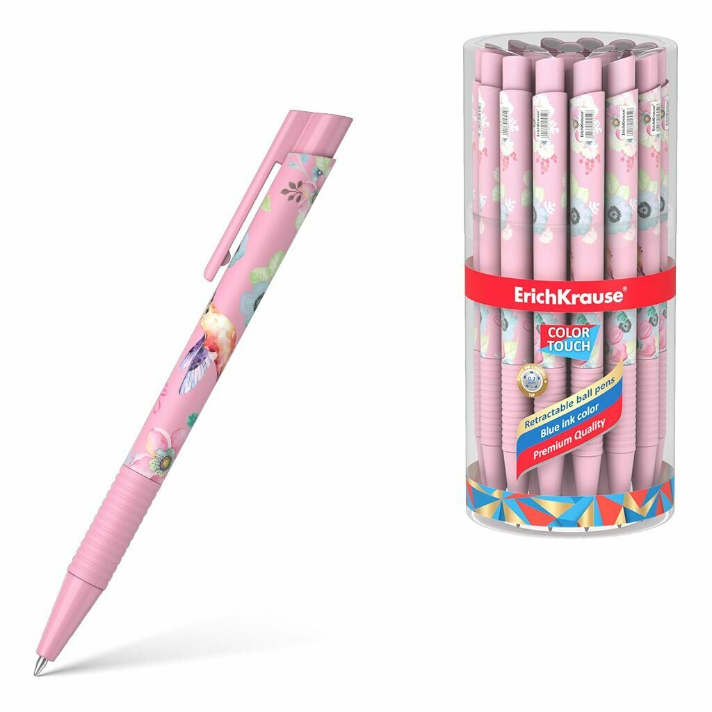 Ручка шариковая синяя автоматическая набор 5 штук ErichKrause ColorTouch Matic&Grip Colibri 0,7мм — фото 1