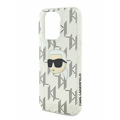Lagerfeld для iPhone 16 Pro Max чехол PC/TPU Monogram NFT Karl Head Hard Transparent серый, бесцветный