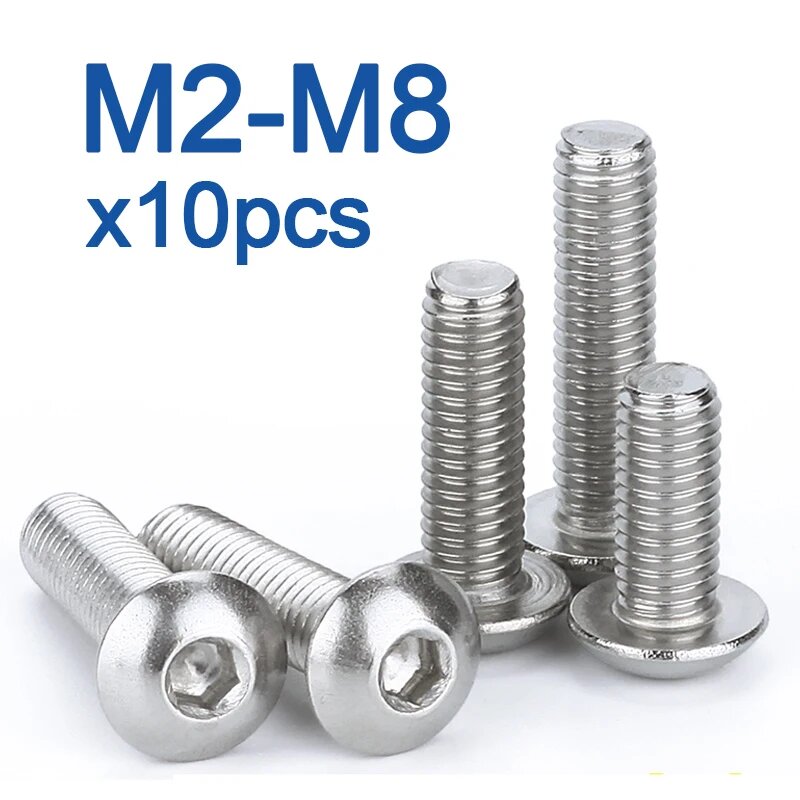 Винты нержавеющая сталь AZKD M2 M2.5 M3 M4 M5 M6 M8 M2 6mm x10pcs