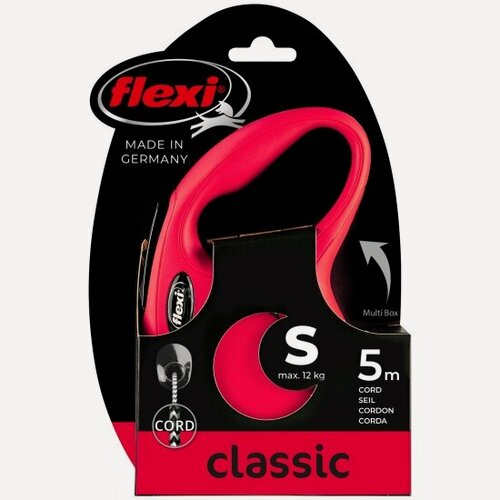 Изображение товара Поводок-рулетка Flexi New CLASSIC S, 5 м, 12 кг, красный
