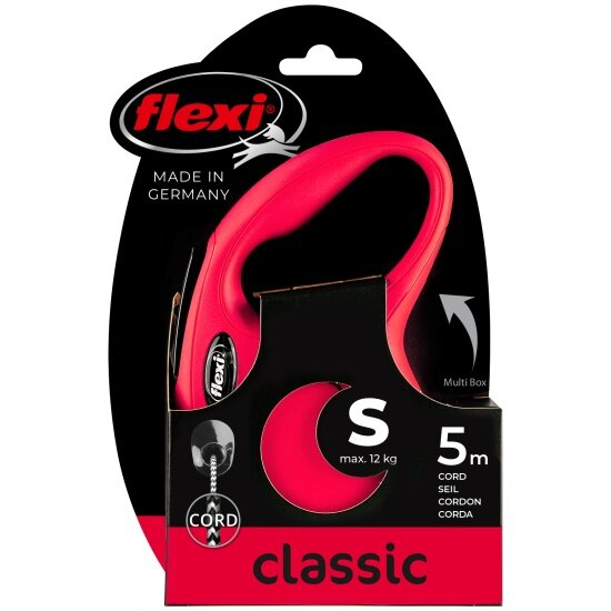 Поводок-рулетка Flexi New CLASSIC S, 5 м, 12 кг, красный