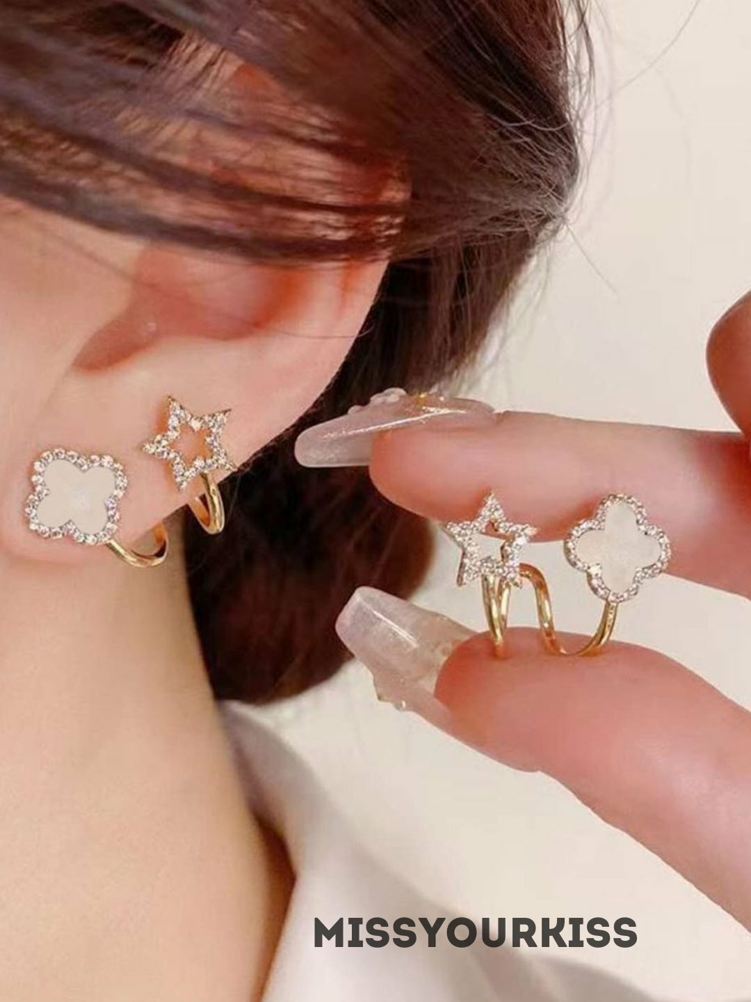 Серьги , белый,