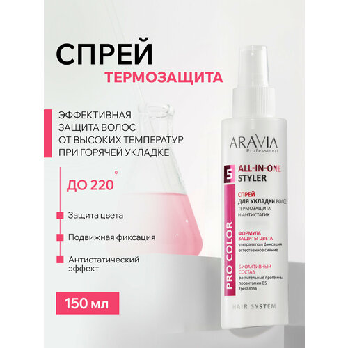 фото Aravia спрей для укладки волос: термозащита и антистатик all-in-one styler, 150 мл
