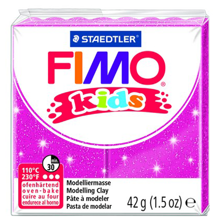 Полимерная глина FIMO Kids, для детей, 42 г, блестящая, розовая