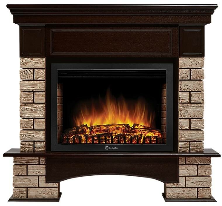 Портал Firelight Forte Wood 25 камень коричневый, шпон темный дуб