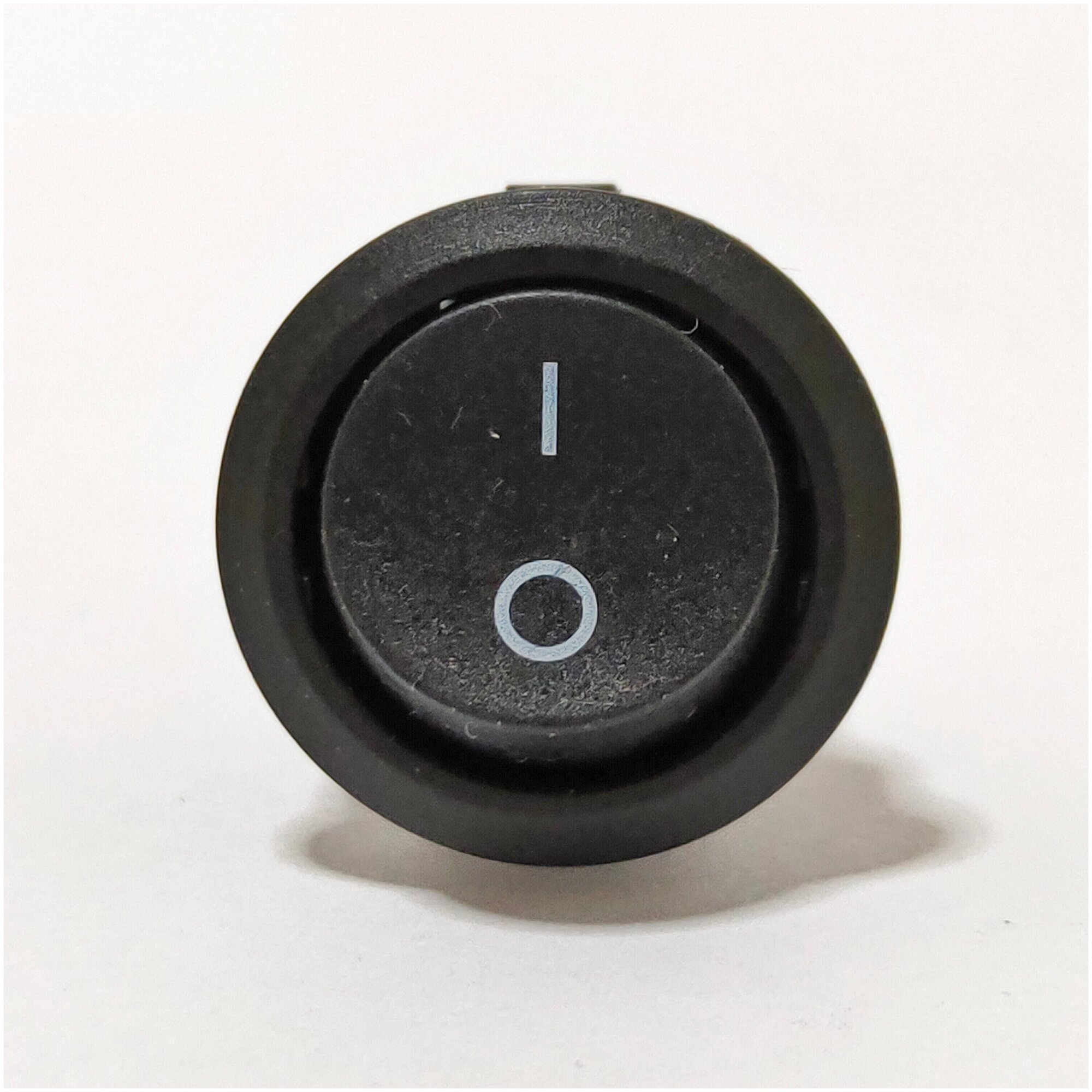 Выключатель клавишный круглый 250V 6А (2с) ON-OFF черный + 2 клеммы - фотография № 3
