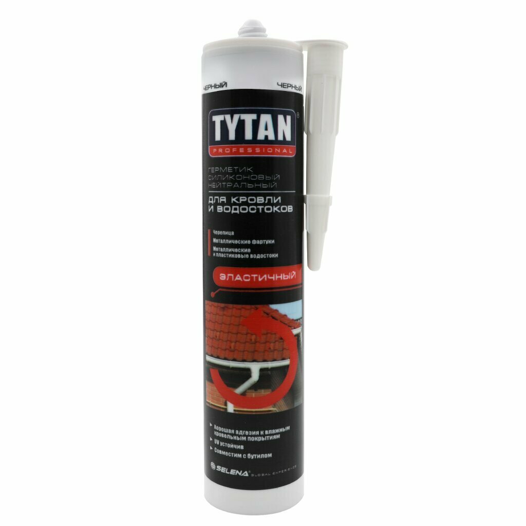 Герметик силиконовый для кровли и водостоков Tytan Professional нейтральный черный 310 мл. - фотография № 2