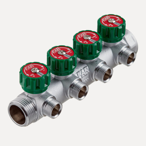 Изображение товара Регулирующий коллектор 1" (ВР-НР) с 4 отв. 3/4" НР (межосев. 45 мм)