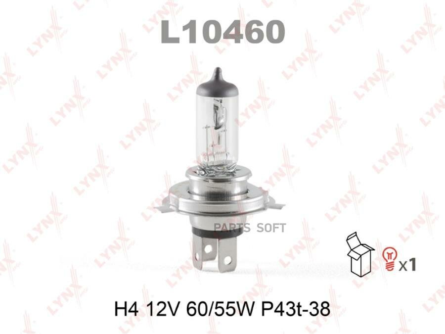 L10460 Лампа H4 12V 60/55W P43T-38 LYNXauto