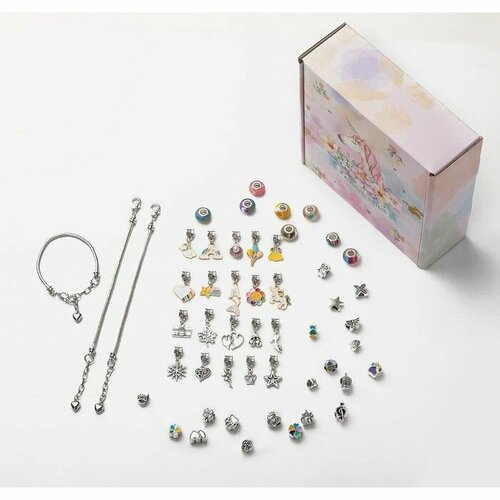 фото Набор для создания браслетов "единорог", 63 предмета, разноцветный ma.brand