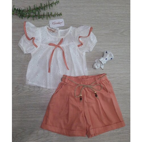 Комплект одежды Cocoland, болеро и шорты, нарядный стиль, размер 98/3 года, оранжевый, белый