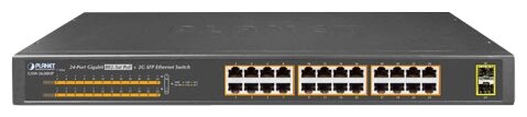 коммутатор/ PLANET 19" 24-Port 10/100/1000T 802.3at POE + 2-Port 1000X SFP Unmanaged Gigabit Etherne