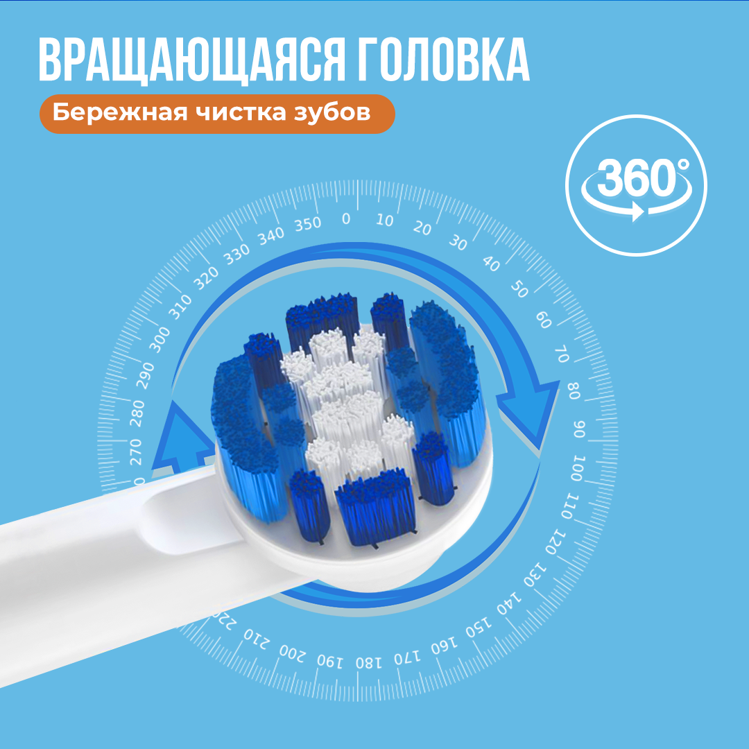 Насадки для электрических зубных щеток 4 штуки / Совместимые с Oral-B Braun / Насадки oral b на зубные щетки мягкие 4 штуки - фотография № 2